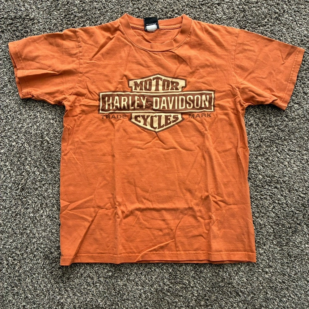 Harley-Davidson Men's Large Orange Graphic Short Sleeve T-Shirt